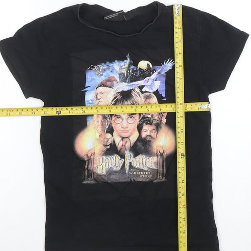 Harry Potter Women's Black Cotton Graphic T-Shirt Size 4