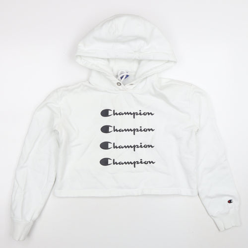 Champion Women's White Hoodie Medium Cotton Pullover