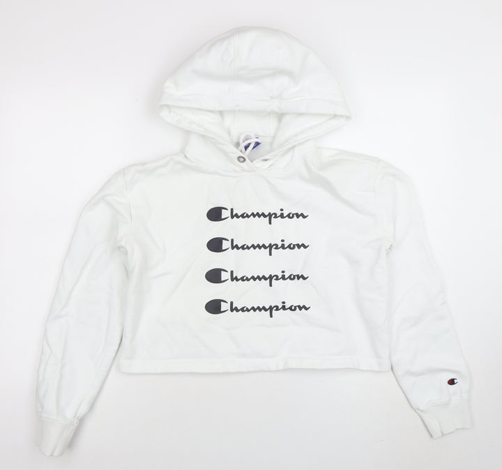 Champion Women's White Hoodie Medium Cotton Pullover