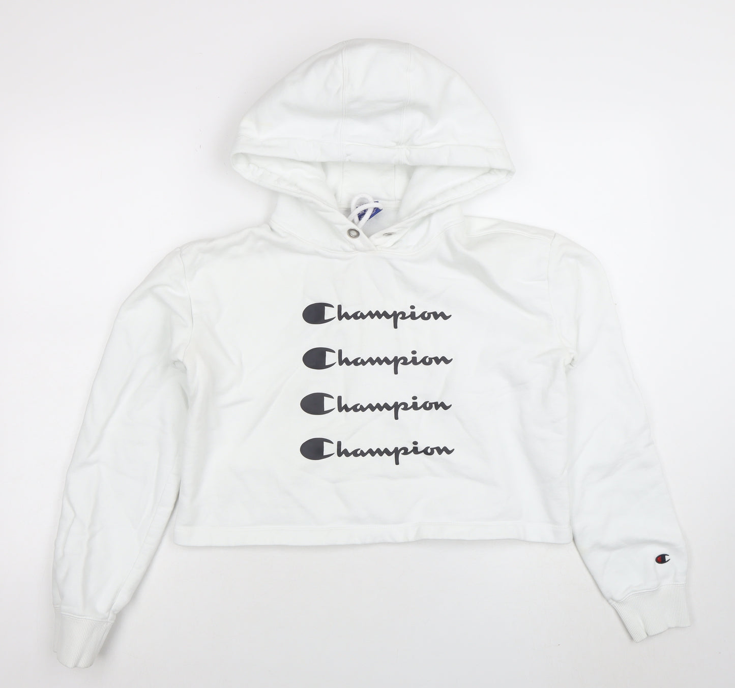 Champion Women's White Hoodie Medium Cotton Pullover