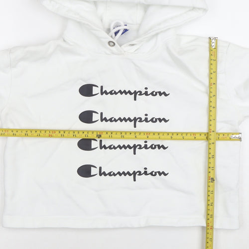 Champion Women's White Hoodie Medium Cotton Pullover