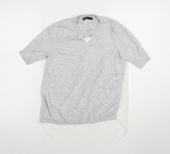 Karen Millen Women’s Grey Viscose Tunic Blouse Size L Short Sleeve