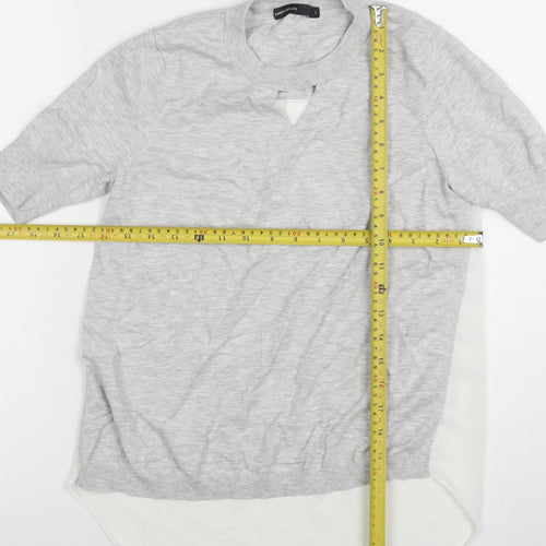 Karen Millen Women’s Grey Viscose Tunic Blouse Size L Short Sleeve