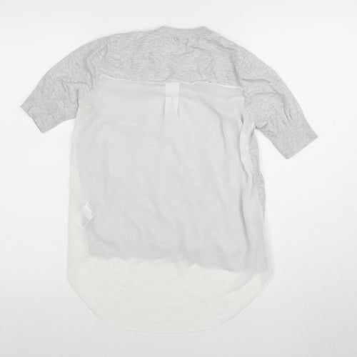 Karen Millen Women’s Grey Viscose Tunic Blouse Size L Short Sleeve