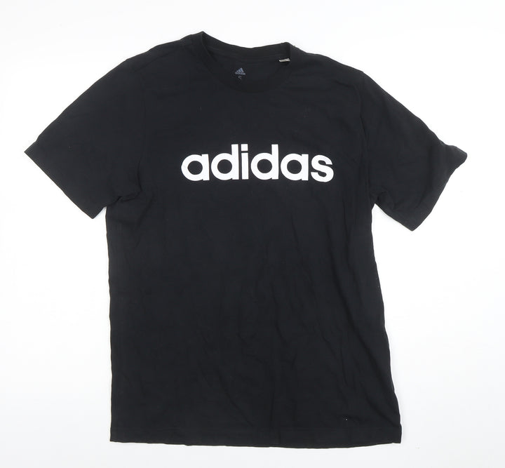 adidas Men's Black Small Logo Crew Neck Sports T-Shirt