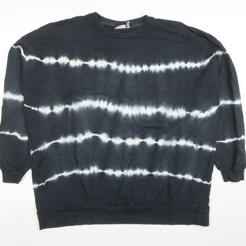 ASOS Women Black Tie Dye Pullover Sweatshirt Size 10 Cotton Casual