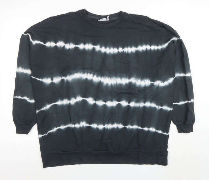 ASOS Women Black Tie Dye Pullover Sweatshirt Size 10 Cotton Casual