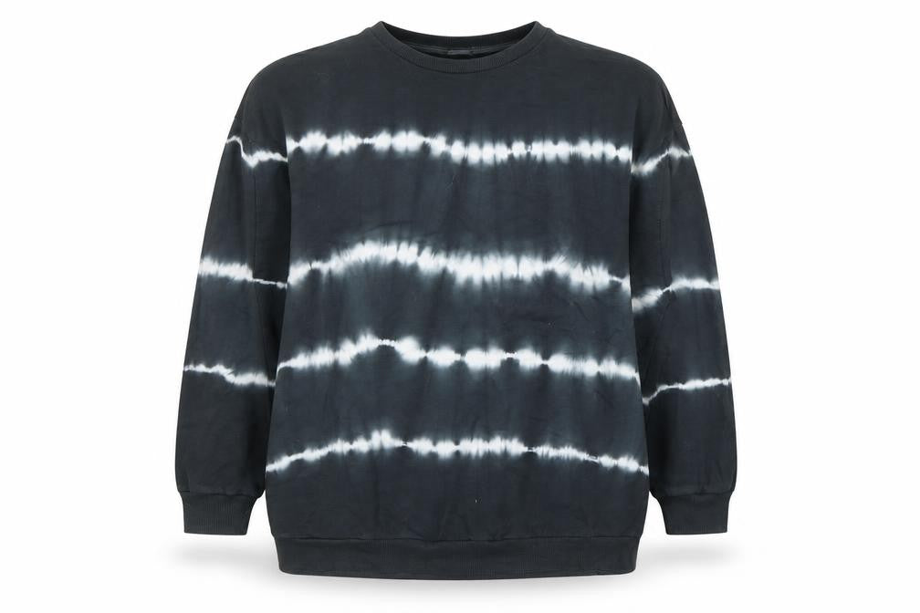 Front view of ASOS Women Black Tie Dye Pullover Sweatshirt, size 10, Cotton Casual