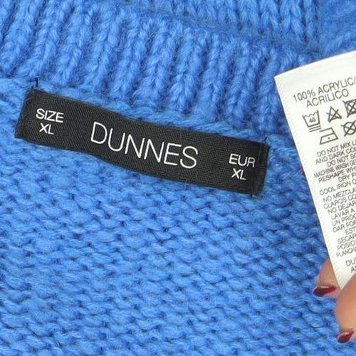 Dunnes Women’s Blue Acrylic Knit Crew Neck Jumper Size XL