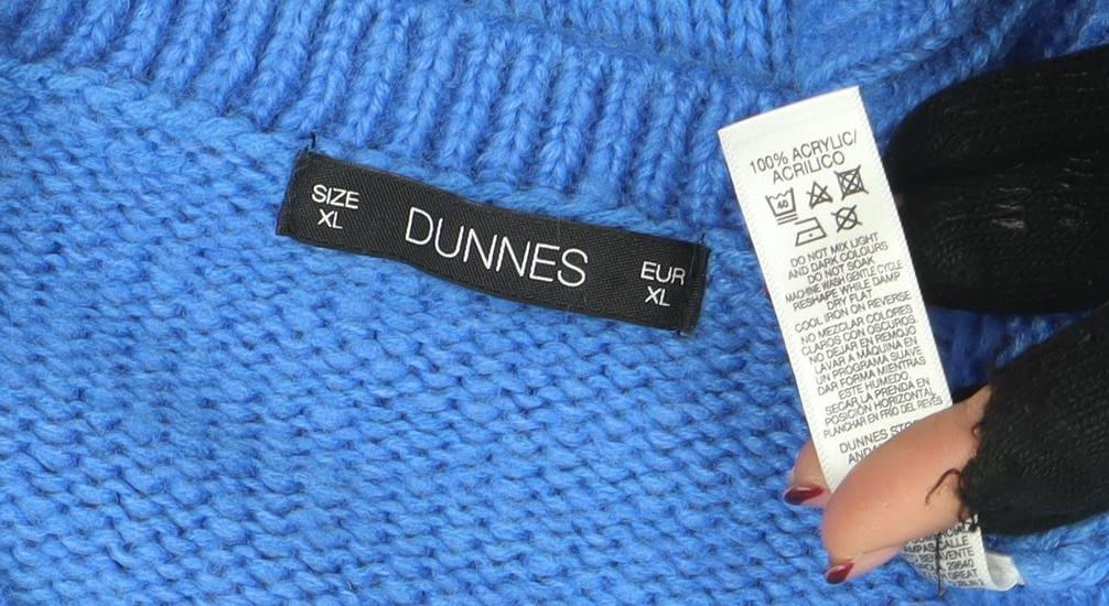 Dunnes Women’s Blue Acrylic Knit Crew Neck Jumper Size XL