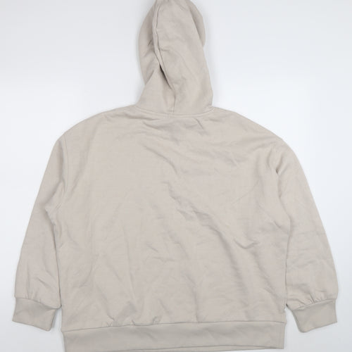 H&M Womens Beige Hoodie NYC Athletic Print Size 12 Cotton Blend