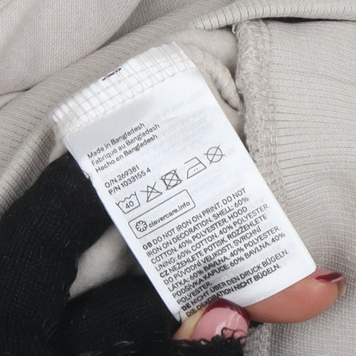 H&M Womens Beige Hoodie NYC Athletic Print Size 12 Cotton Blend