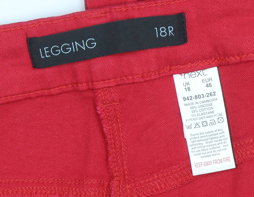 Next Women's Red Slim Fit Stretch Jegging Trousers Size 18
