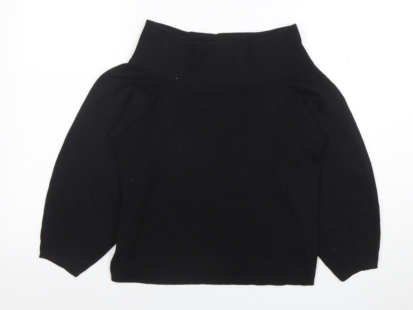 Zara Women Black Off Shoulder Knit Long Sleeve Top XS