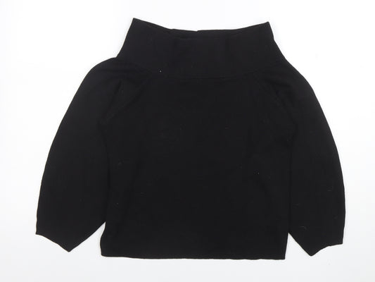 Zara Women Black Off Shoulder Knit Long Sleeve Top XS