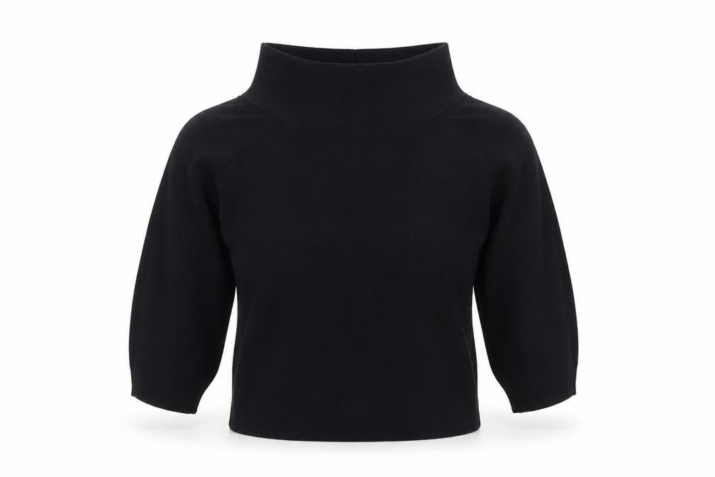 Zara Women Black Off Shoulder Knit Long Sleeve Top XS