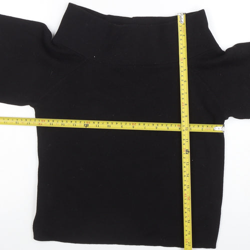 Zara Women Black Off Shoulder Knit Long Sleeve Top XS