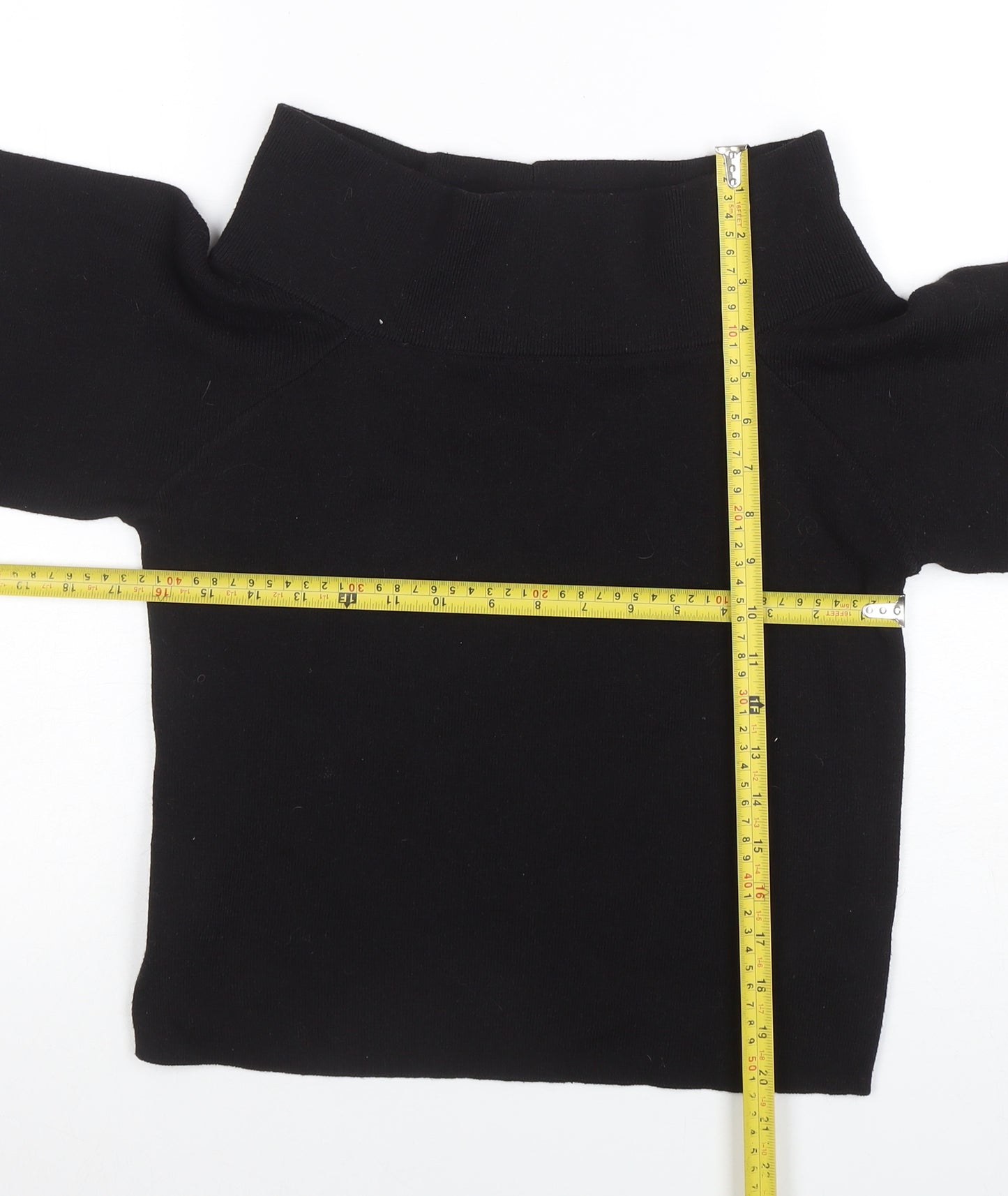 Zara Women Black Off Shoulder Knit Long Sleeve Top XS