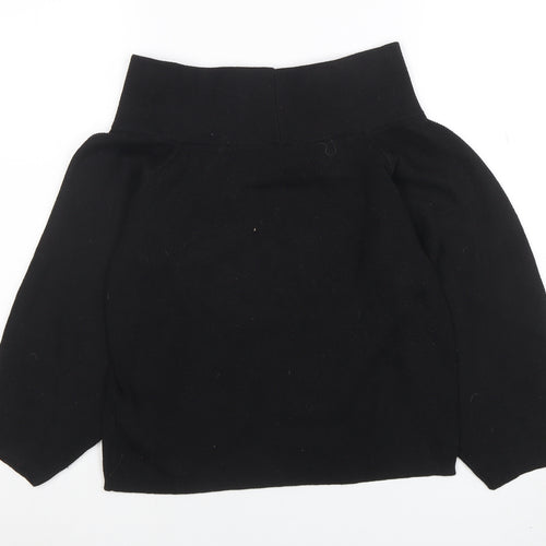 Zara Women Black Off Shoulder Knit Long Sleeve Top XS