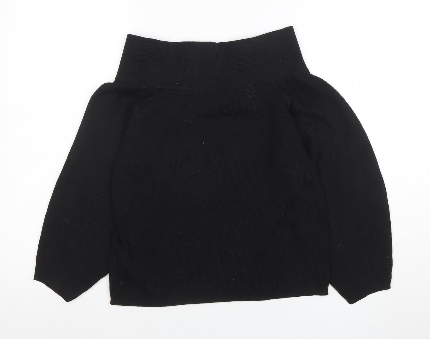 Zara Women Black Off Shoulder Knit Long Sleeve Top XS