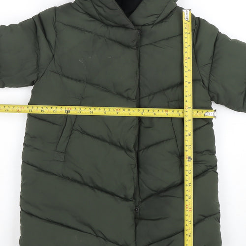 Next Girls Green Hooded Puffer Coat 3 Years Mid-Length Winter Jacket