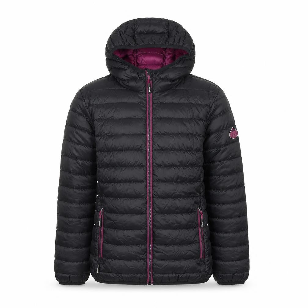 Surfanic Girls Black Hooded Puffer Jacket 14 Years Down Insulated Outerwear