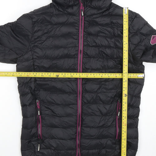 Surfanic Girls Black Hooded Puffer Jacket 14 Years Down Insulated Outerwear