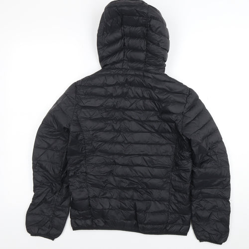 Surfanic Girls Black Hooded Puffer Jacket 14 Years Down Insulated Outerwear