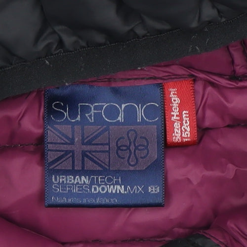 Surfanic Girls Black Hooded Puffer Jacket 14 Years Down Insulated Outerwear