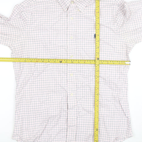 Ralph Lauren Men's White Checked Button-Down Cotton Shirt Size 16