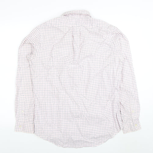 Ralph Lauren Men's White Checked Button-Down Cotton Shirt Size 16