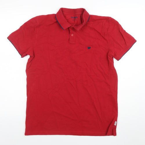 Wrangler Men's Red Cotton Polo Shirt Size L Classic Fit