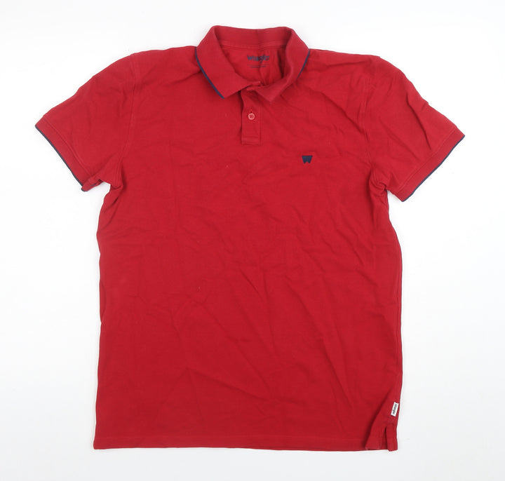 Wrangler Men's Red Cotton Polo Shirt Size L Classic Fit