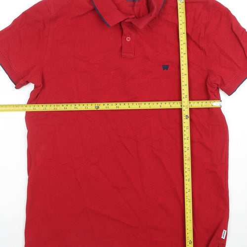 Wrangler Men's Red Cotton Polo Shirt Size L Classic Fit