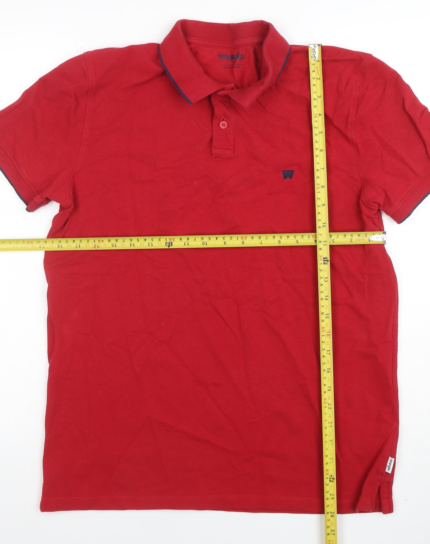 Wrangler Men's Red Cotton Polo Shirt Size L Classic Fit