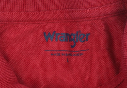Wrangler Men's Red Cotton Polo Shirt Size L Classic Fit