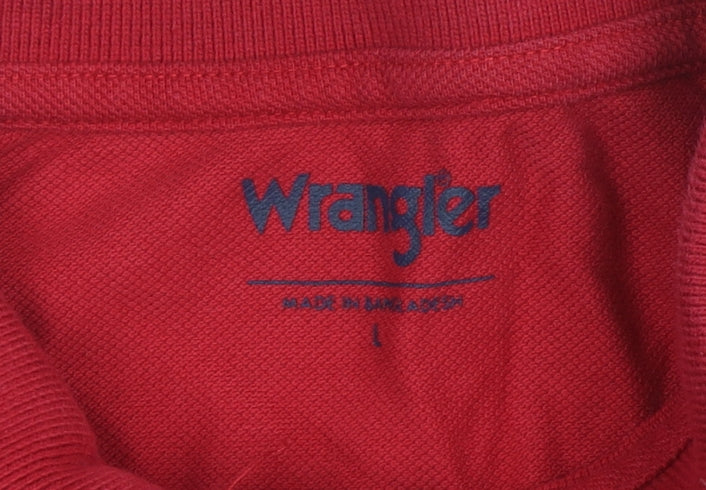 Wrangler Men's Red Cotton Polo Shirt Size L Classic Fit