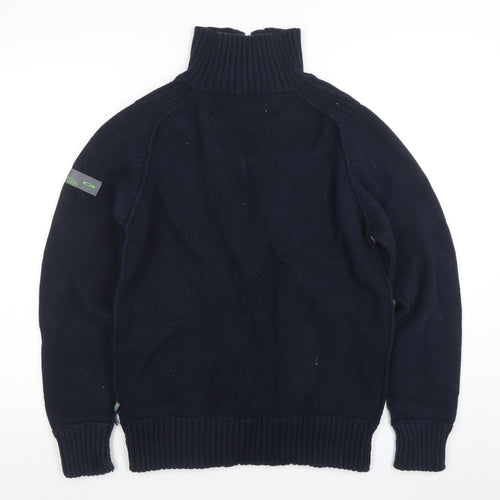 GoGoGo Men Blue Full Zip High Neck Cotton Jumper M