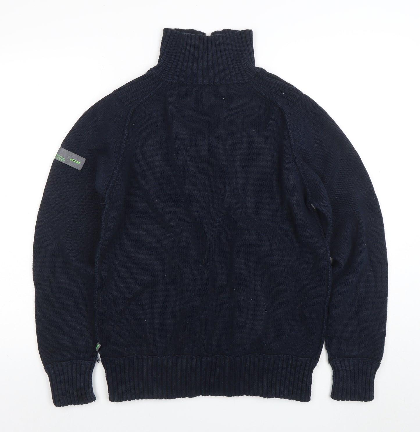 GoGoGo Men Blue Full Zip High Neck Cotton Jumper M