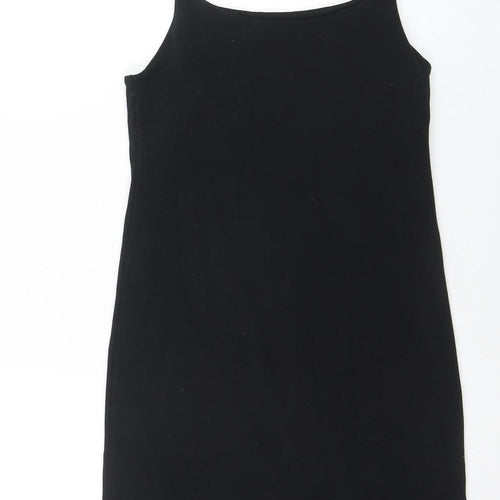 ZARA Women Black XL Slip Dress Sleeveless Knee Length Classic Style