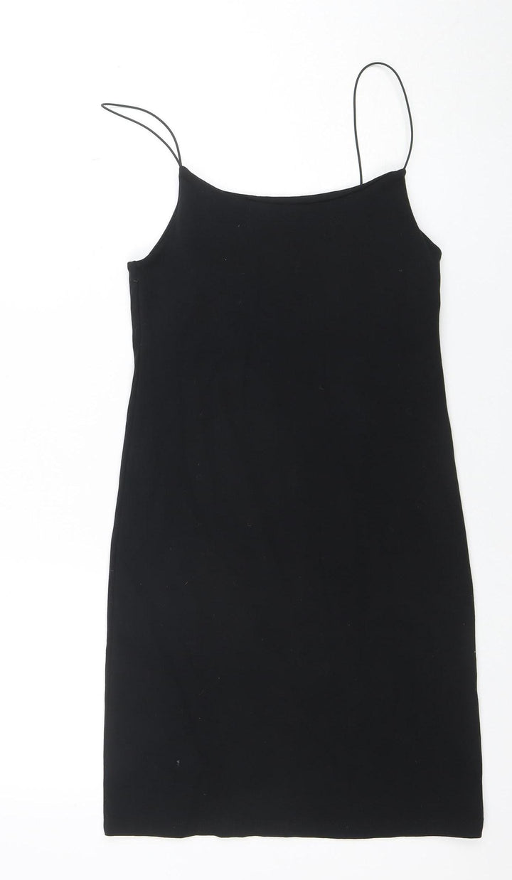 ZARA Women Black XL Slip Dress Sleeveless Knee Length Classic Style