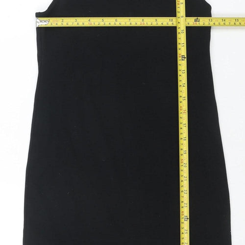 ZARA Women Black XL Slip Dress Sleeveless Knee Length Classic Style