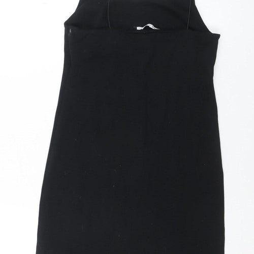 ZARA Women Black XL Slip Dress Sleeveless Knee Length Classic Style