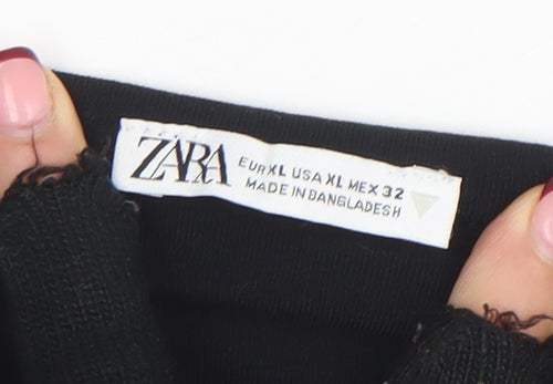 ZARA Women Black XL Slip Dress Sleeveless Knee Length Classic Style