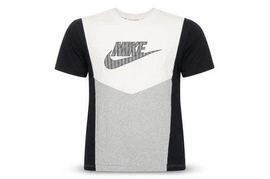Front view of Nike Men's Multicoloured Small Colourblock Logo Crew Neck T-Shirt