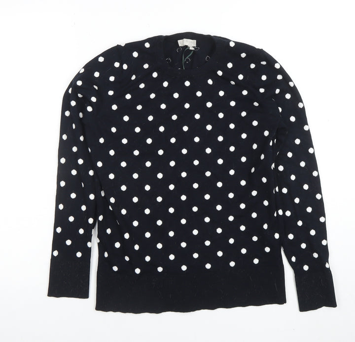Hobbs Women’s Black Polka Dot Knit Long Sleeve Top Size S