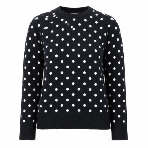 Hobbs Women’s Black Polka Dot Knit Long Sleeve Top Size S