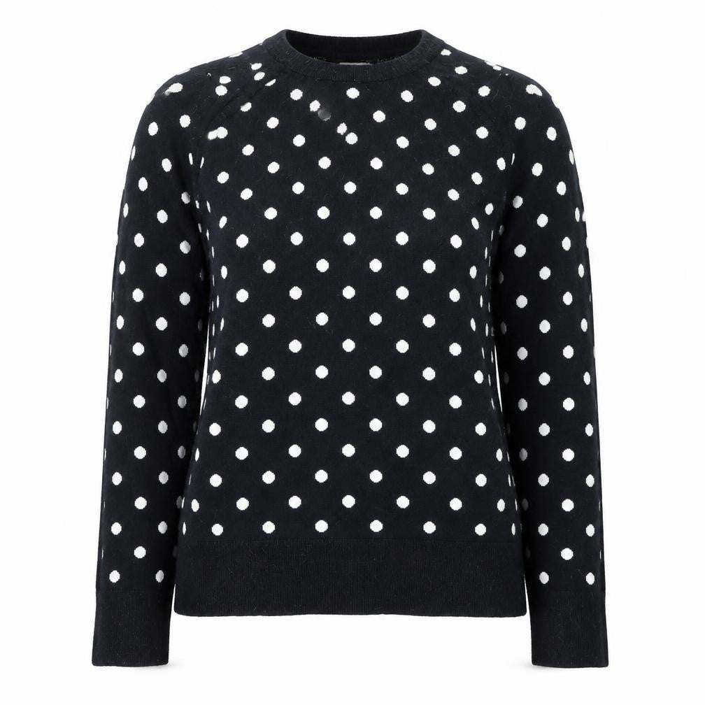 Hobbs Women’s Black Polka Dot Knit Long Sleeve Top Size S