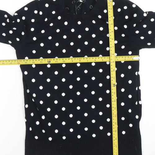 Hobbs Women’s Black Polka Dot Knit Long Sleeve Top Size S