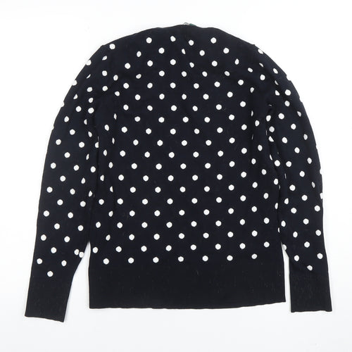 Hobbs Women’s Black Polka Dot Knit Long Sleeve Top Size S